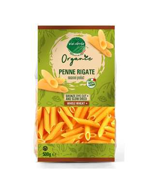 Vivi Verde Organic whole wheat Penne rigate bronze dyed 500 g (17,637 oz)