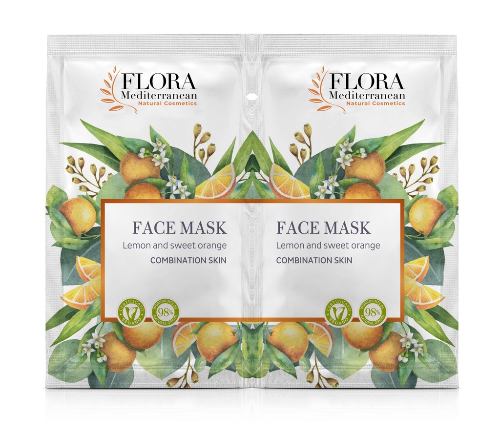 Combination skin purifying, face mask with lemon and sweet orange extract 15 ml