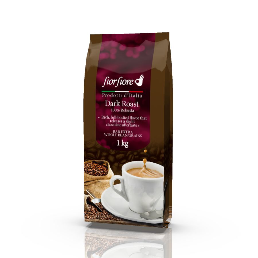 Fiorfiore Coffee Beans Dark Roast 100% Robusta, 2.2 lbs